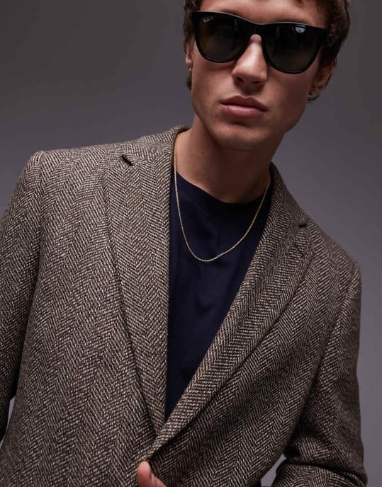 Topman relaxed textured suit blazer in brown - Image 2