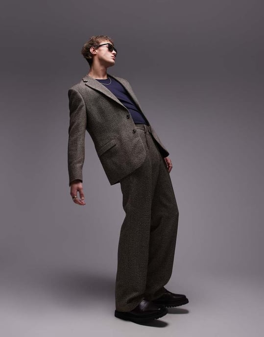 Topman relaxed textured suit blazer in brown - Image 4