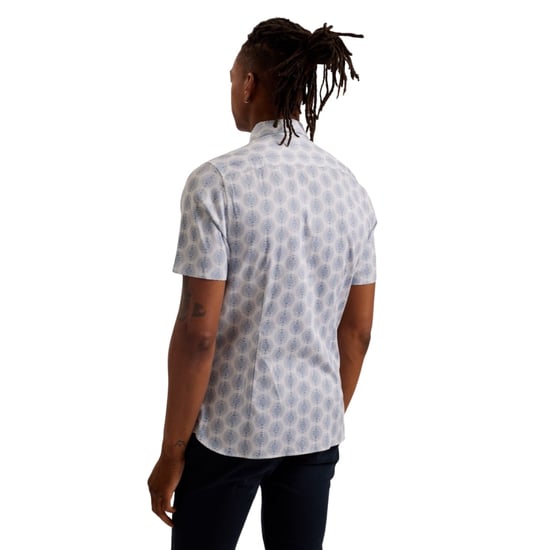 Ted Baker Pearsho Short Sleeve Circle Geo White Shirt - Image 2