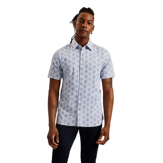 Ted Baker Pearsho Short Sleeve Circle Geo White Shirt - Image 3
