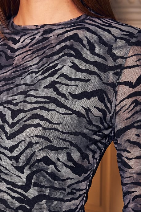 Animal Print Mesh Top - Image 4