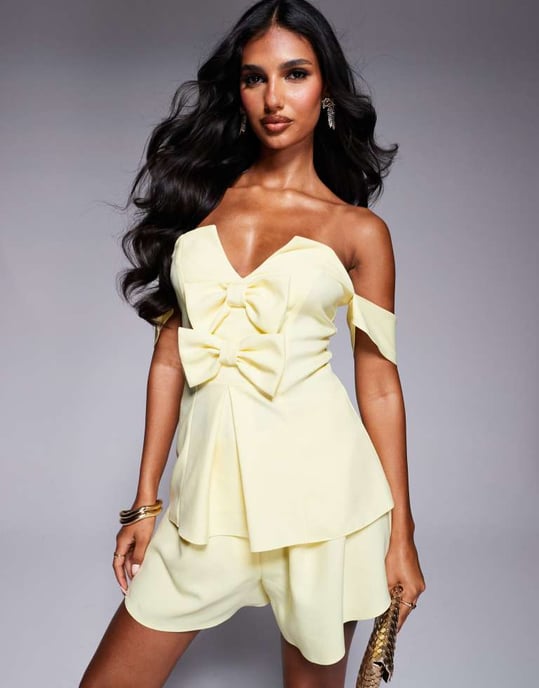 ASOS LUXE linen look short co-ord in buttermilk - Image 3