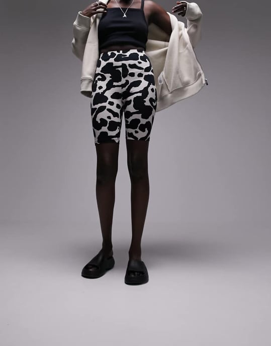 Topshop Tall animal printed legging short in multi - Image 3
