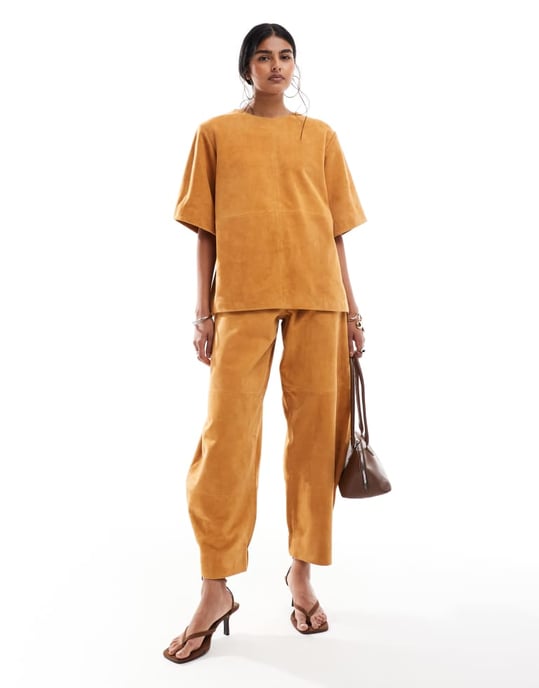 ASOS DESIGN mocka oversized koftärmad t-shirt-set i ingefära - Image 2