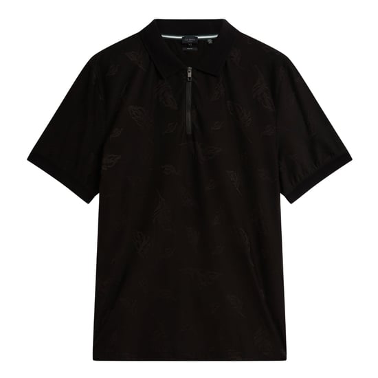 Ted Baker Neyack Feather Jacquard Dragkedja Svart Pikétröja - Image 1