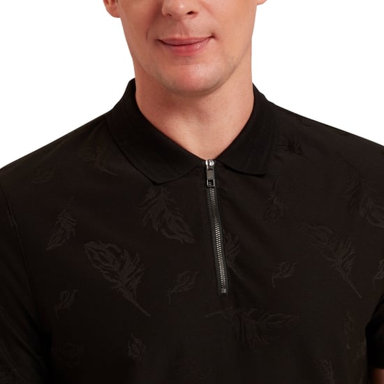 Ted Baker Neyack Feather Jacquard Dragkedja Svart Pikétröja - Image 4