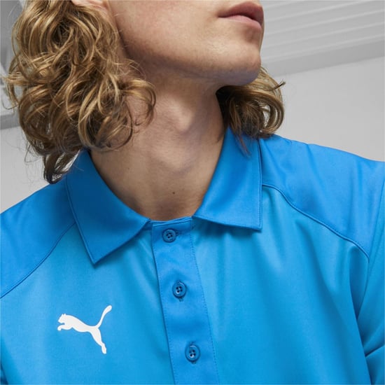 Men's Puma Hoops Team Short Sleeve Performance Polo Shirt in Elec Blue - Image 6