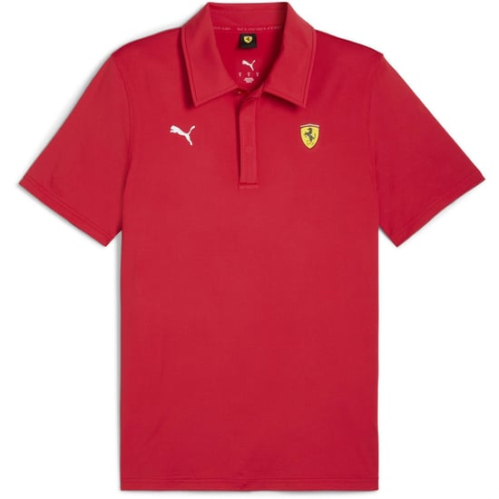 Men's Puma Ferrari Sportswear Cloudspun Short Sleeve Polo in Rosso Corsa - Image 1