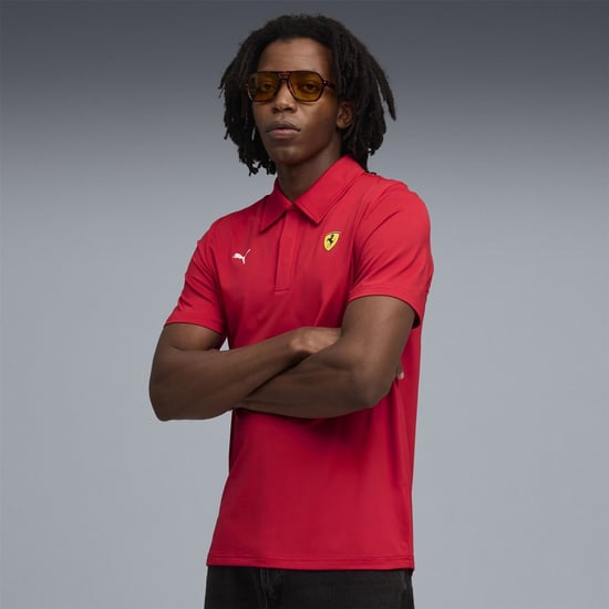 Men's Puma Ferrari Sportswear Cloudspun Short Sleeve Polo in Rosso Corsa - Image 3