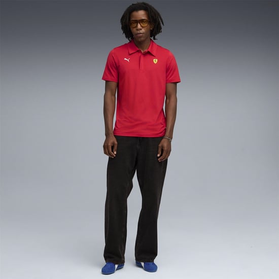 Men's Puma Ferrari Sportswear Cloudspun Short Sleeve Polo in Rosso Corsa - Image 5