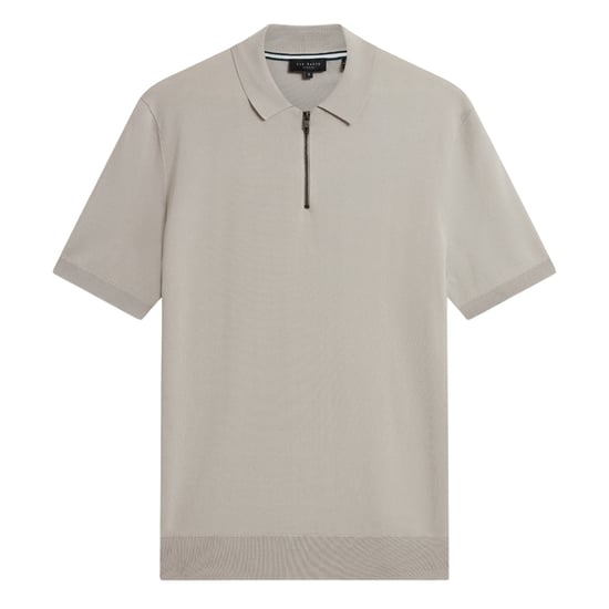 Ted Baker Daldin Rayon Zip Mid Grey Polo Shirt - Image 1