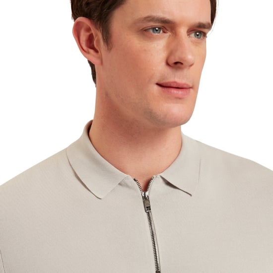 Ted Baker Daldin Rayon Zip Mid Grey Polo Shirt - Image 3