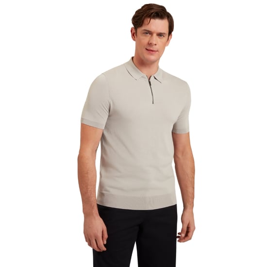 Ted Baker Daldin Rayon Zip Mid Grey Polo Shirt - Image 6