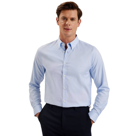 Ted Baker Allarde Regular Branded Light Blue Oxford Shirt - Image 2