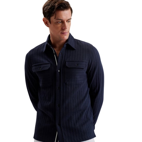 Ted Baker Belza Regular Fit Getextureerd Marineblauw Overhemd - Image 3