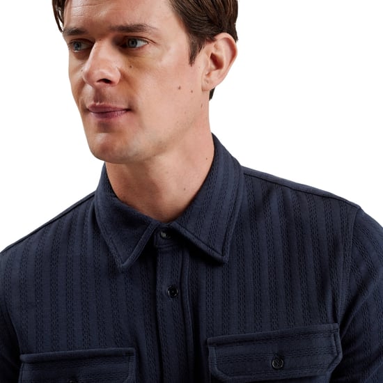 Ted Baker Belza Regular Fit Getextureerd Marineblauw Overhemd - Image 5