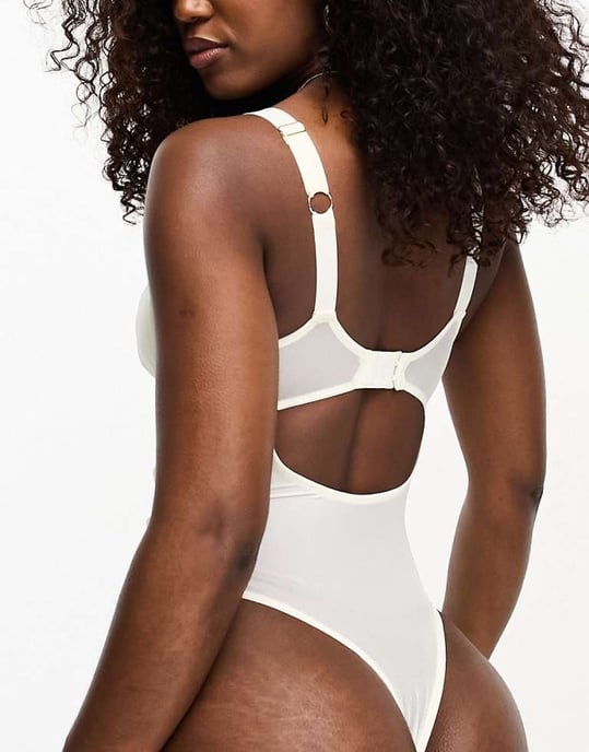 We Are We Wear PU bodysuit in cream - Image 3