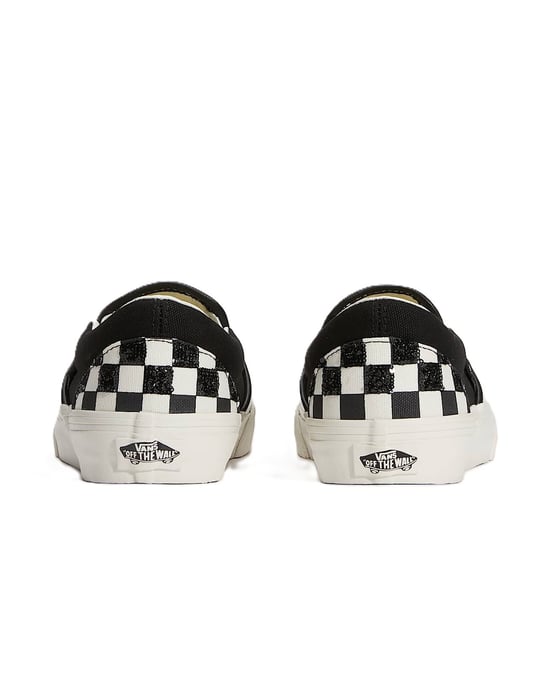 Vans Classic Slip-On Canvas Black/White Beaded Checkerboard Trainers - Image 4
