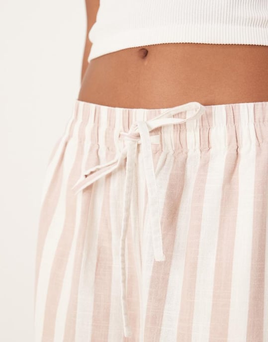 ASOS DESIGN linne-look dragkedjebyxor med smal passform i minkrand - Image 4