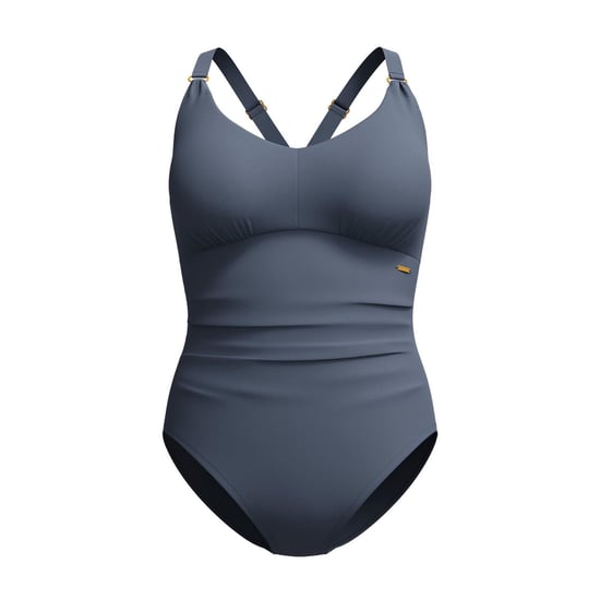 Women's Speedo Shaping V Neck Cross Back One Piece Swimsuit in Grey - Image 1