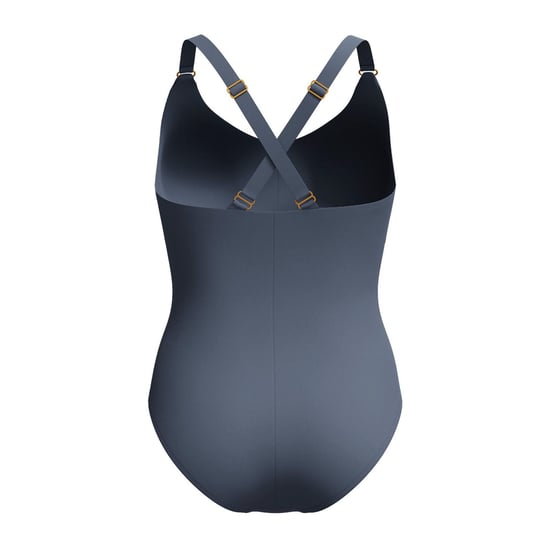 Women's Speedo Shaping V Neck Cross Back One Piece Swimsuit in Grey - Image 2