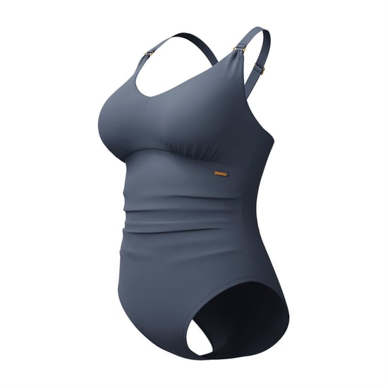 Women's Speedo Shaping V Neck Cross Back One Piece Swimsuit in Grey - Image 3