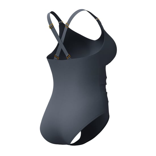 Women's Speedo Shaping V Neck Cross Back One Piece Swimsuit in Grey - Image 4