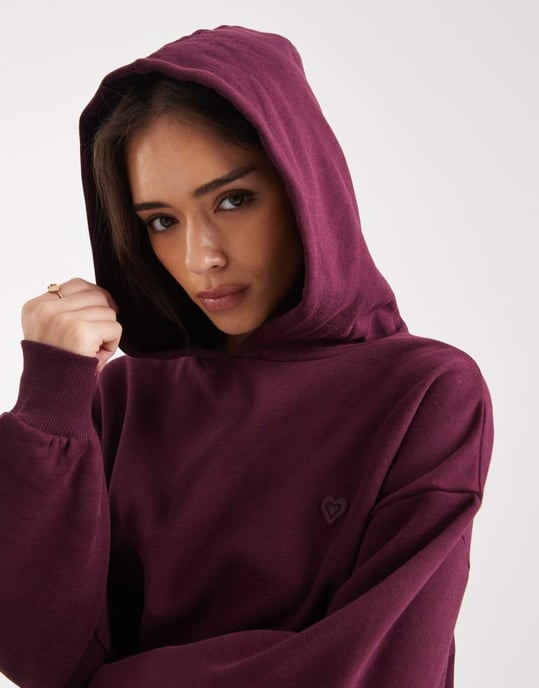 Miss Selfridge oversized hoodie i plommon - Image 3