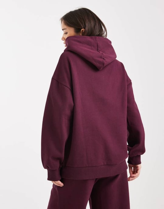 Miss Selfridge oversized hoodie i plommon - Image 4