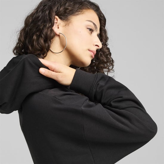 Women's Puma Script Comfort Tech Fleece Overhead Hoodie in Puma Black - Image 5