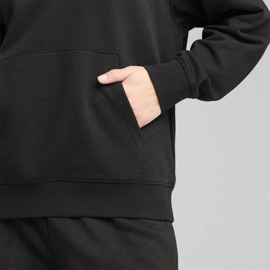 Women's Puma Script Comfort Tech Fleece Overhead Hoodie in Puma Black - Image 6
