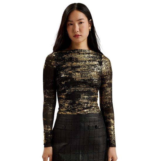 Ted Baker Karenha Top Met Folieprint, Skinny Fit, Zwart Mesh - Image 2