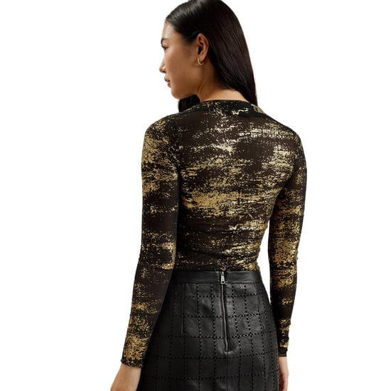 Ted Baker Karenha Top Met Folieprint, Skinny Fit, Zwart Mesh - Image 3