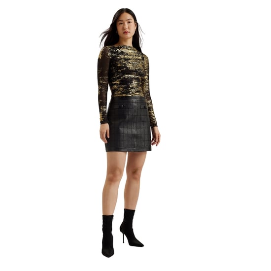 Ted Baker Karenha Top Met Folieprint, Skinny Fit, Zwart Mesh - Image 5
