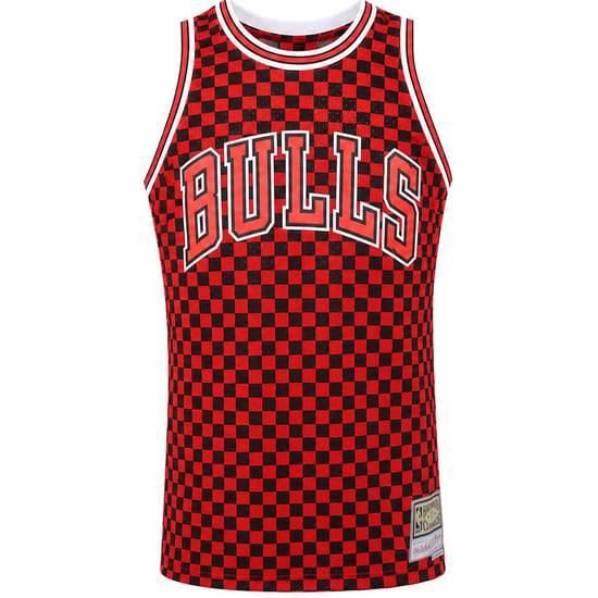 Mitchell & Ness NBA Chicago Bulls Checked B&R Mens Red/Black Vest - Image 1