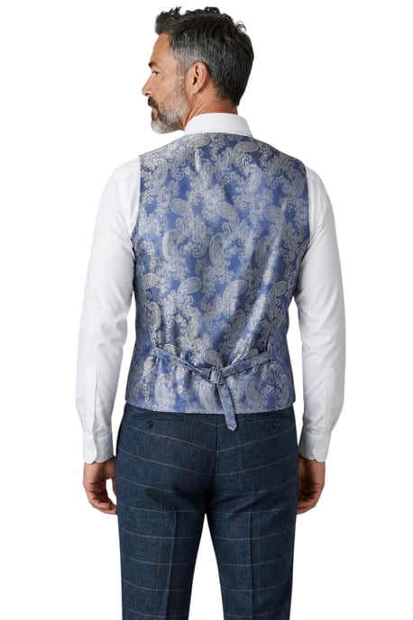 Marineblauwe tweed gilet voor heren met visgraatmotief - Harris - Image 4