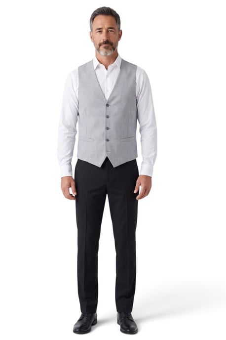 Grijze driedelige set voor heren met paisleyprint, vest, vlinderdas en zakdoek - Robert - Image 4