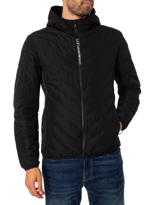 EA7 Logo Ritssluiting Donsjack, Zwart - Image 2