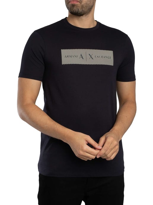 Armani Exchange T-Shirt Met Streeplogo, Blauw - Image 2
