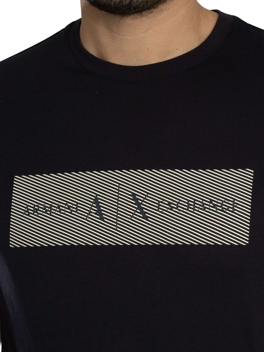 Armani Exchange T-Shirt Met Streeplogo, Blauw - Image 4