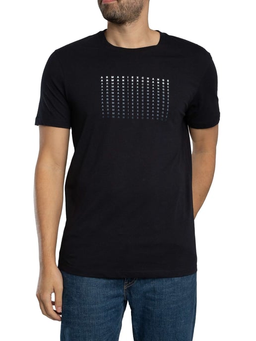 Armani Exchange Slim Brand Repeat Graphic T-Shirt, Blauw - Image 2