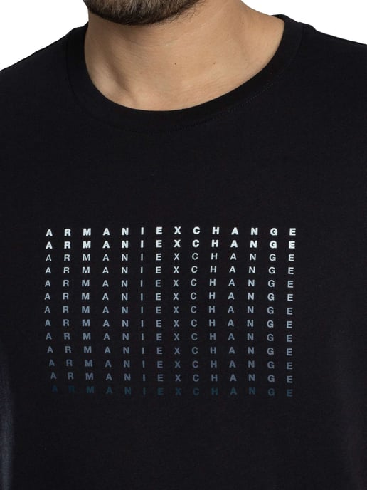 Armani Exchange Slim Brand Repeat Graphic T-Shirt, Blauw - Image 4