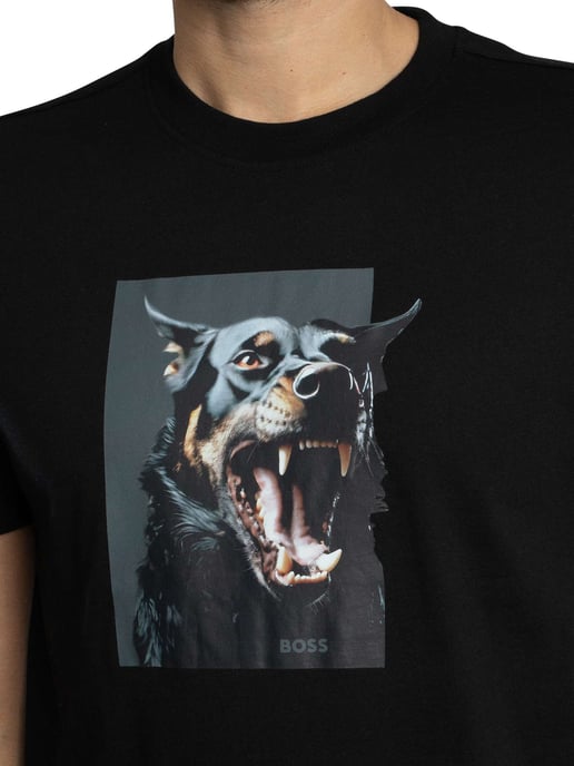 BOSS Te Dobermann Graphic T-Shirt, Black - Image 4