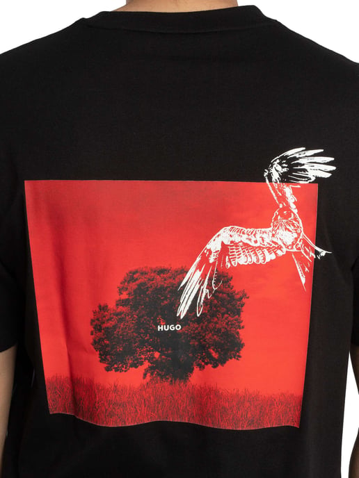 HUGO Derlyns Back Graphic T-Shirt, Zwart - Image 5