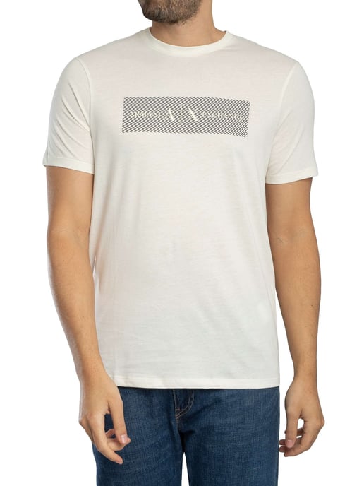 Armani Exchange T-Shirt Met Streeplogo, Beige - Image 1