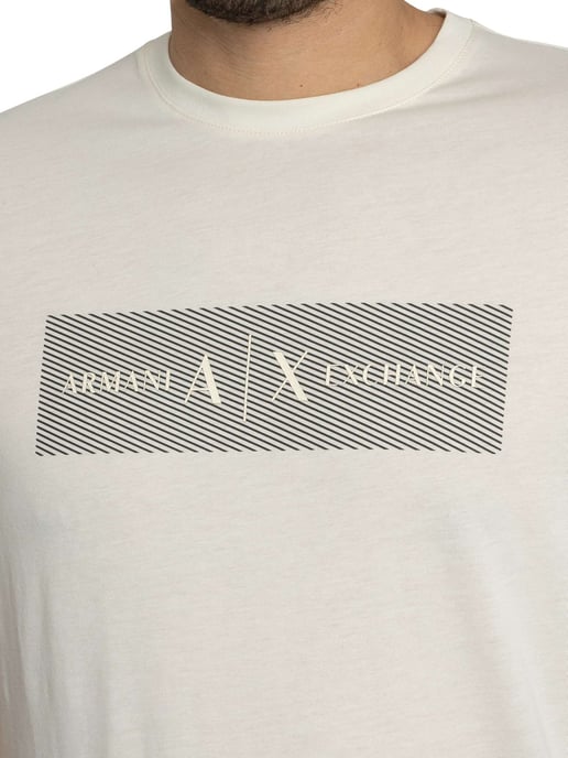 Armani Exchange T-Shirt Met Streeplogo, Beige - Image 4