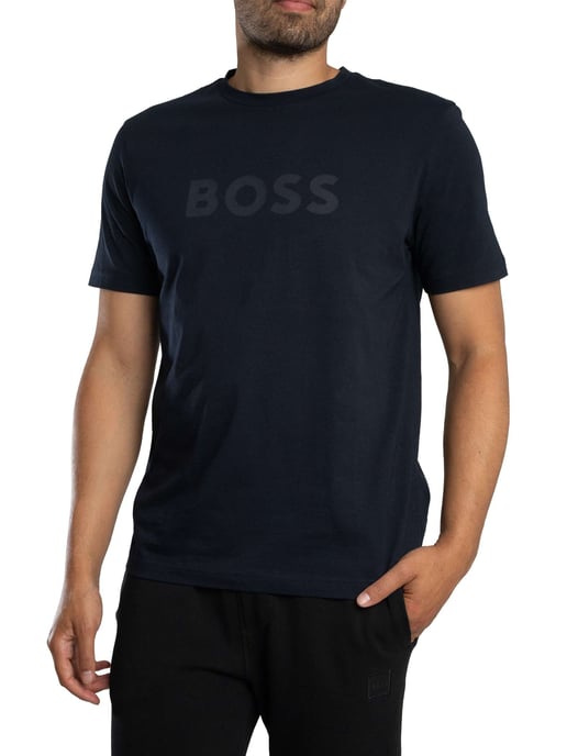 BOSS T-Shirt Met Logo, Blauw - Image 1