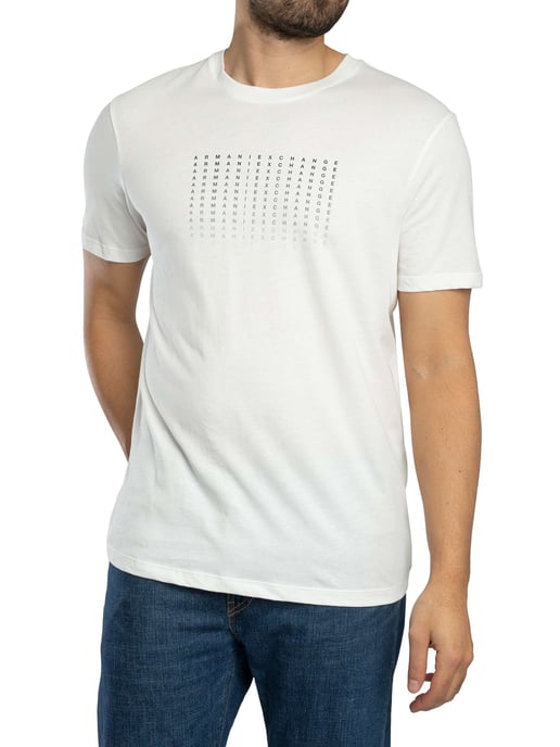 Armani Exchange Slim Brand Repeat Graphic T-Shirt, Wit - Image 2