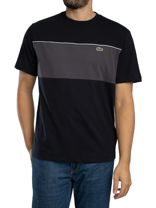 Lacoste Colour Block Cotton T-Shirt, Black - Image 1