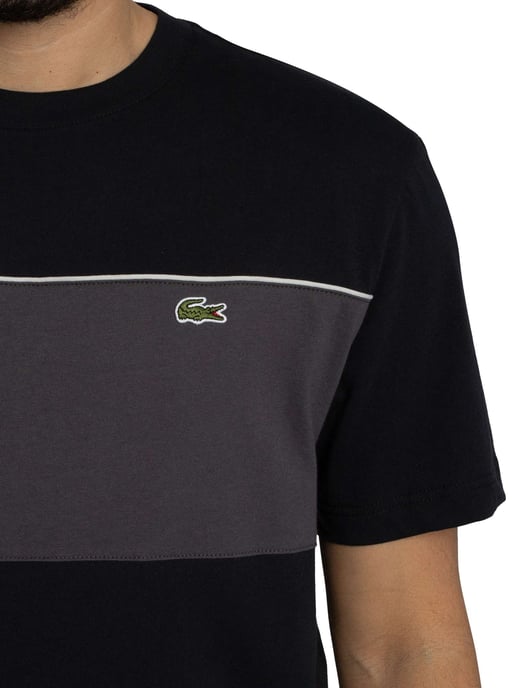 Lacoste Colour Block Cotton T-Shirt, Black - Image 4